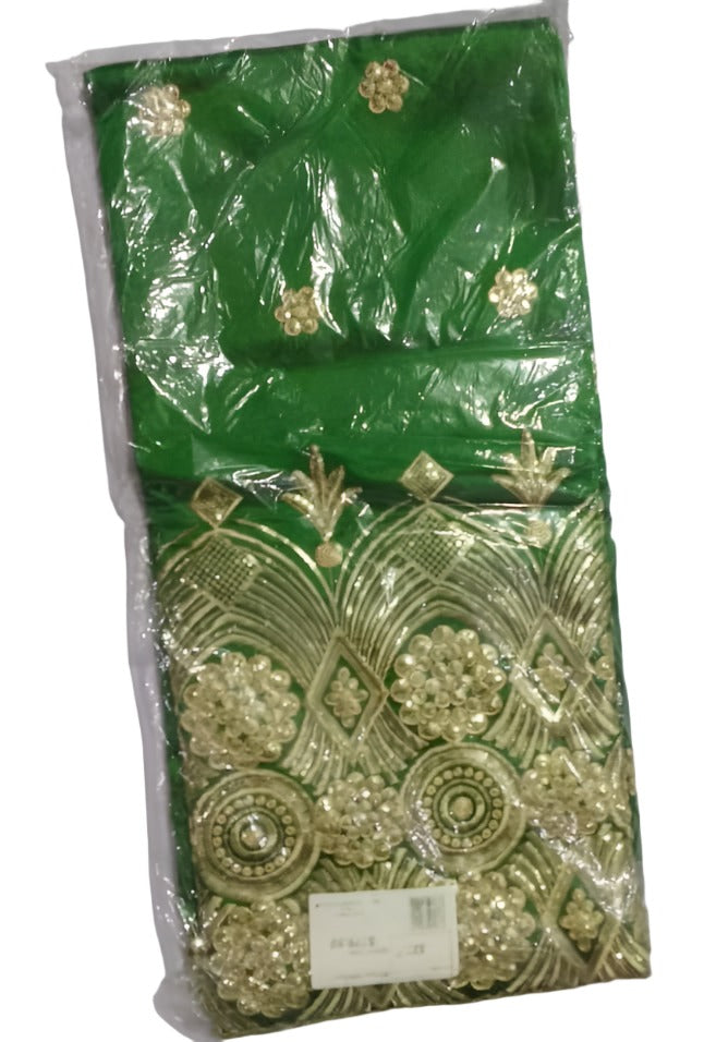 Indian Designer African Unique Lace George (Deep Green), 5 Yards/Piece | GLZ5026ZGL233A