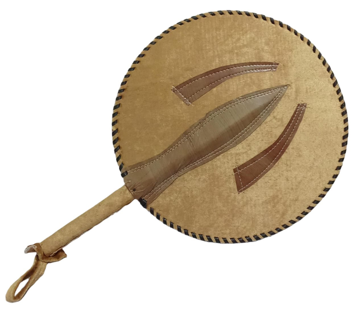 Traditional Chieftaincy Hand Fan Round shape, Brown | BST3a