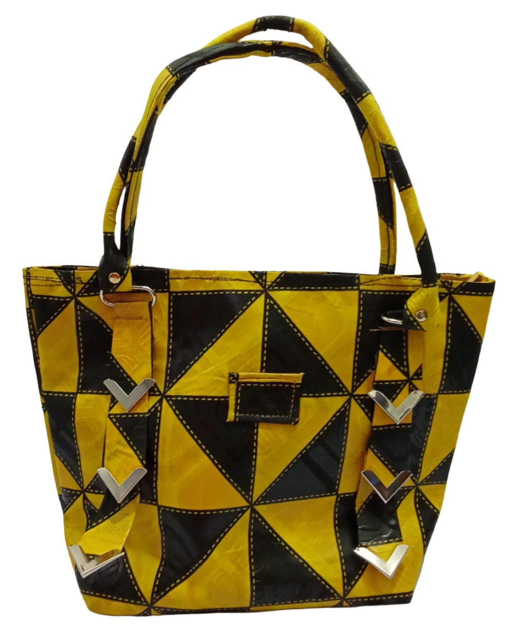 Ankara Madam Hand Bag, Yellow and Black | BST6a