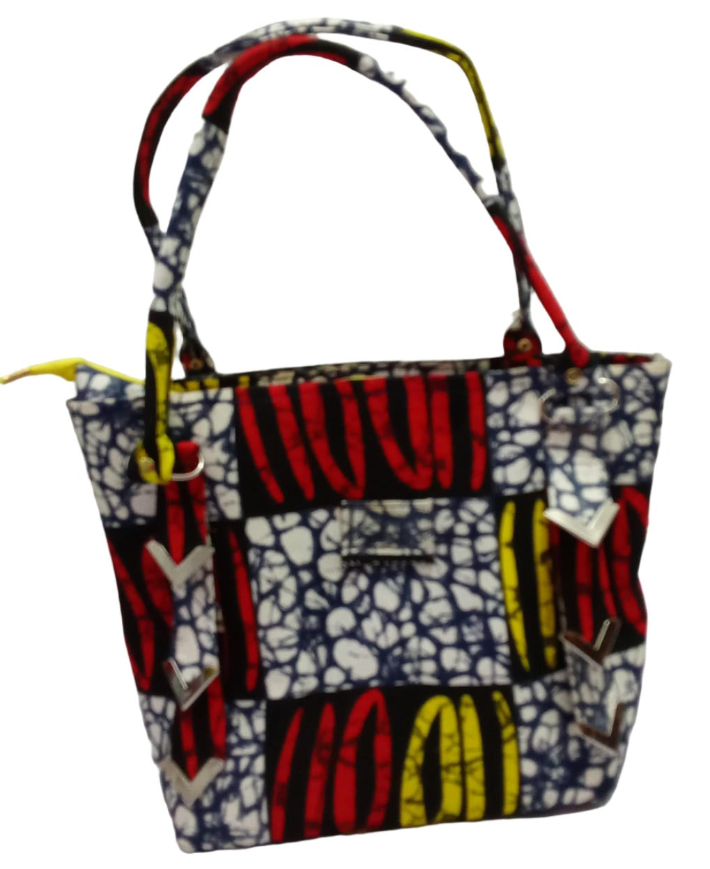 Ankara Madam Hand Bag, Red, White and Yellow | BST9a