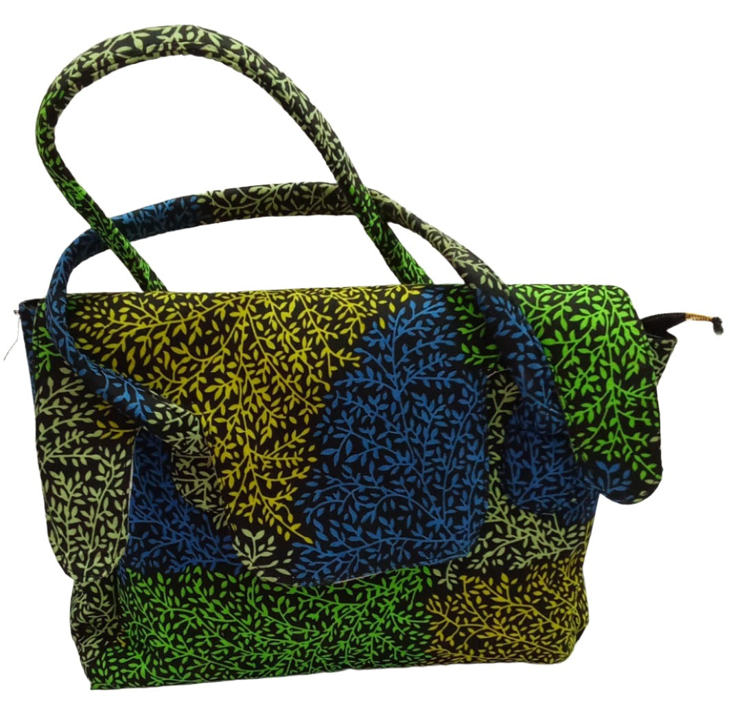 Ankara Madam Hand Bag, Yellow, Green and Blue | BST10a