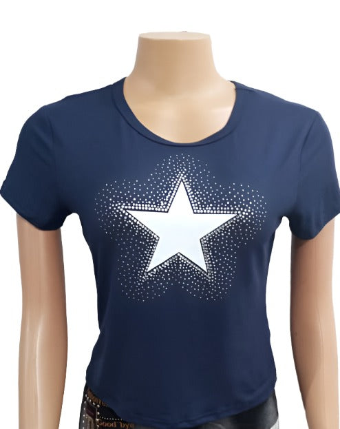 Stylish Blue Star Shirt for Ladies | RSSJ8