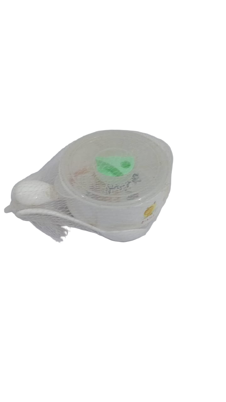 Net Baby Feeding Plate with Spoon, White | GOM26b