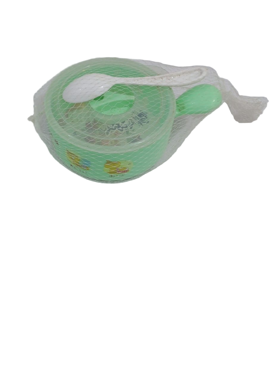 Net Baby Feeding Plate with Spoon, Green | GOM26d
