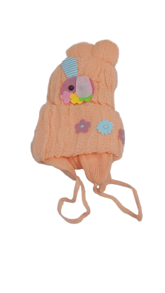 Teddy Bear Baby Cap, Orange | GOM28f