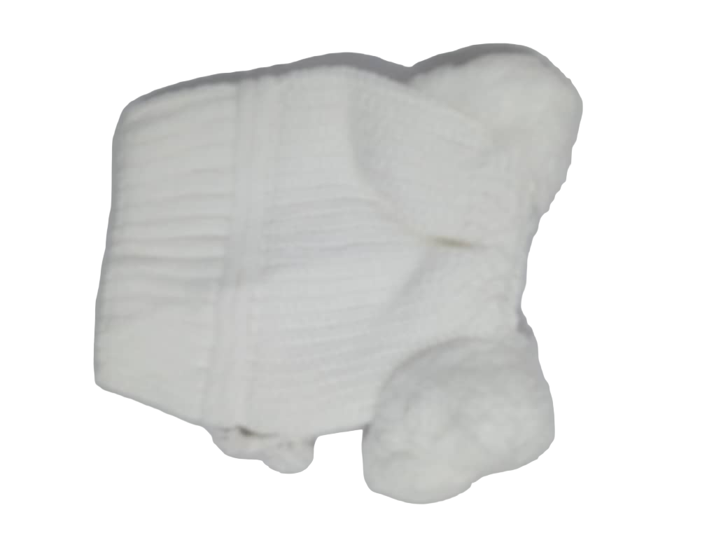 Fluffy Baby Cap, White  | GOM31b