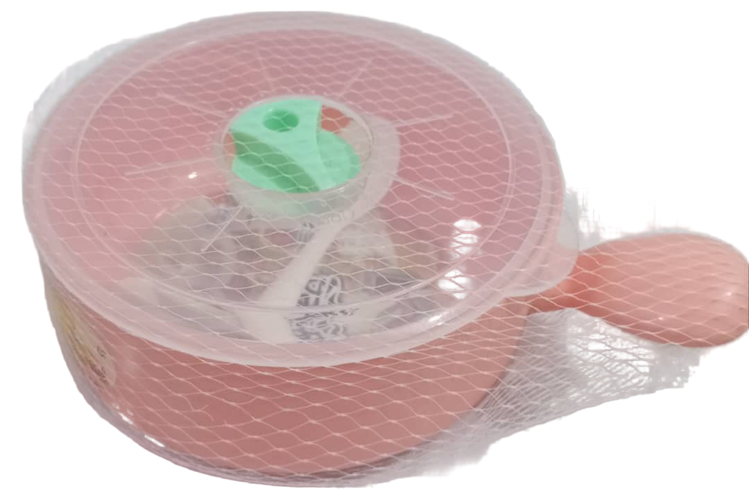 Baby Net Feeding Plate with Spoon, Pink| GOM33a