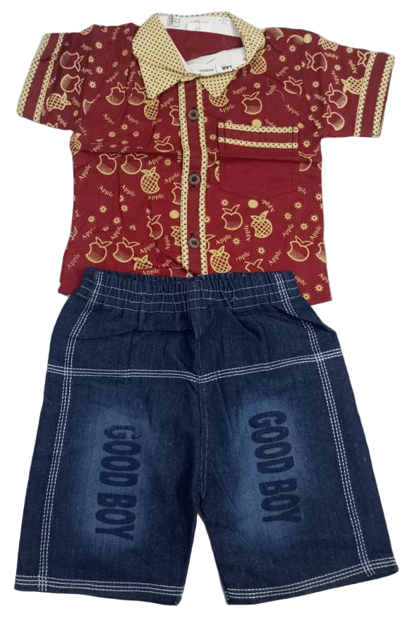 Fashion Good Boy Jeans and Shirt, Red and Blue | VBK6a