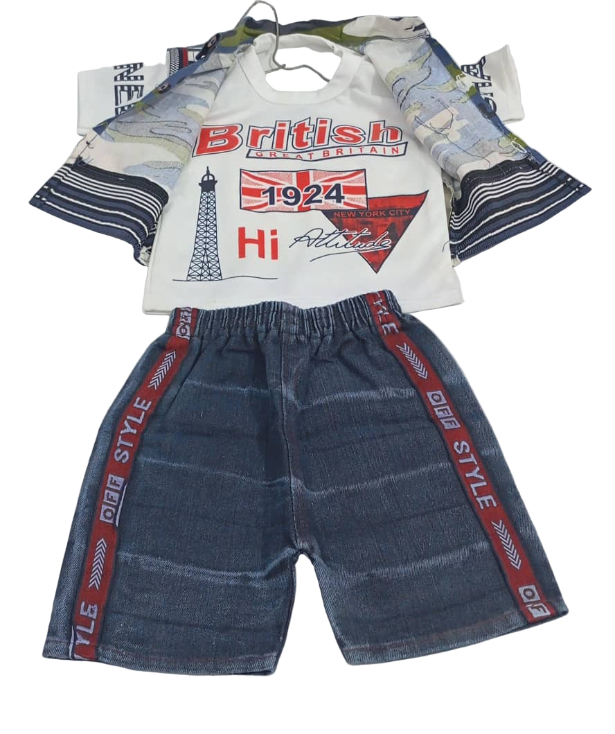 Fashion Jeans, Polo and Shirt For Children, White and Blue | VBK7a