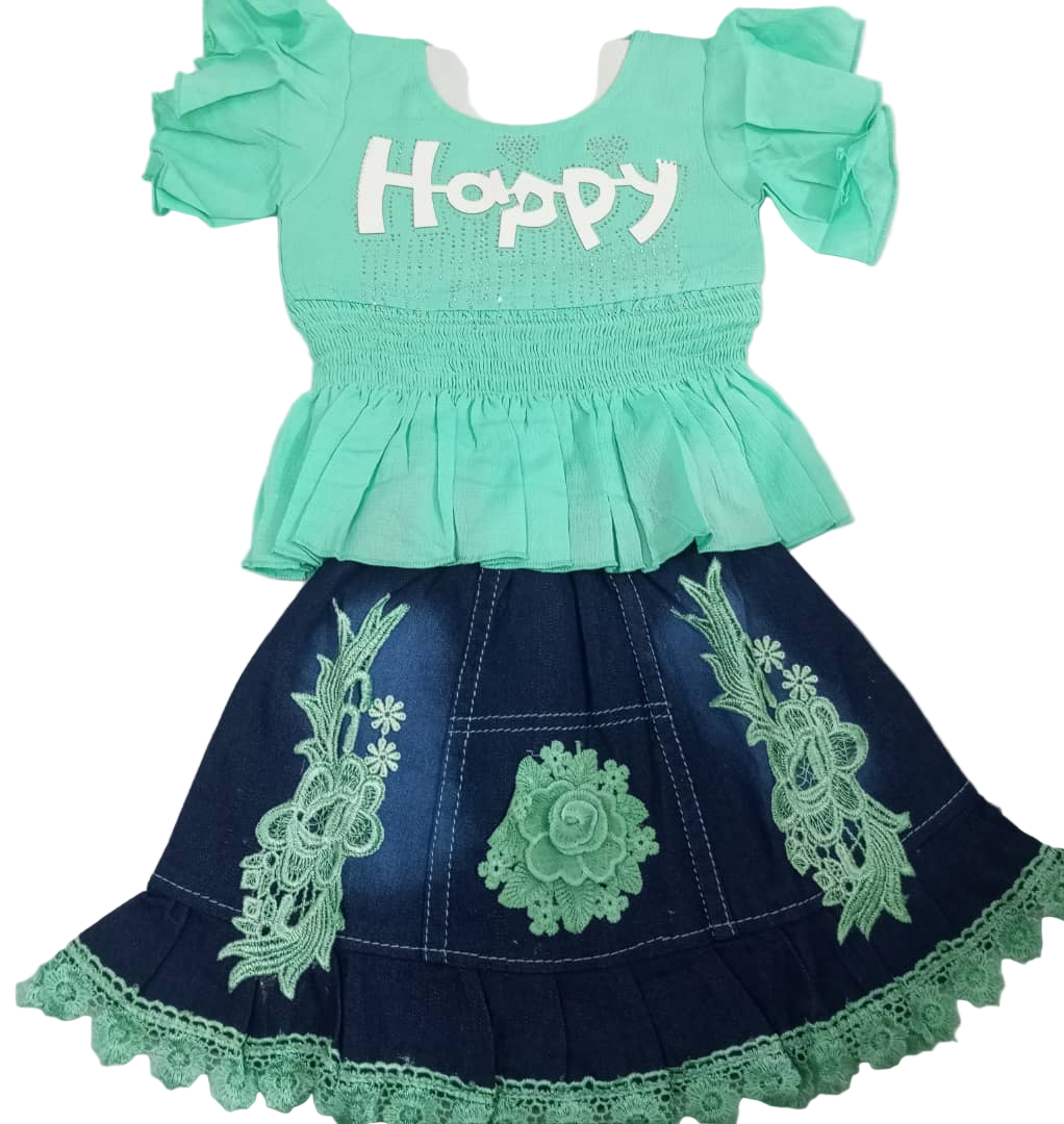 Beautiful Baby Up and Down Dress ,Green and Blue | VBK8c