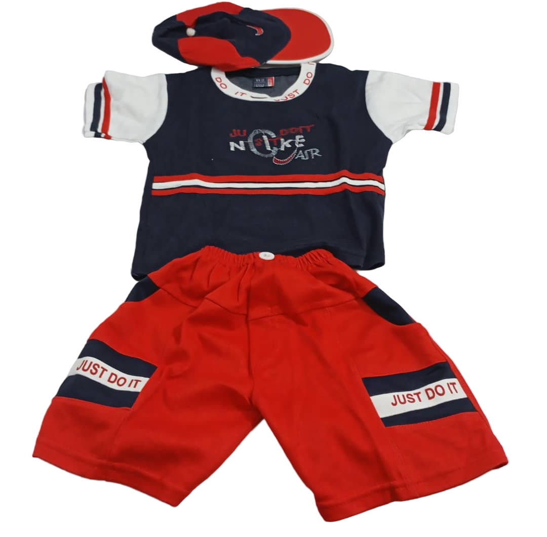 Up and Down  Baby Cloth With Cap , Red and Blue | VBK9a