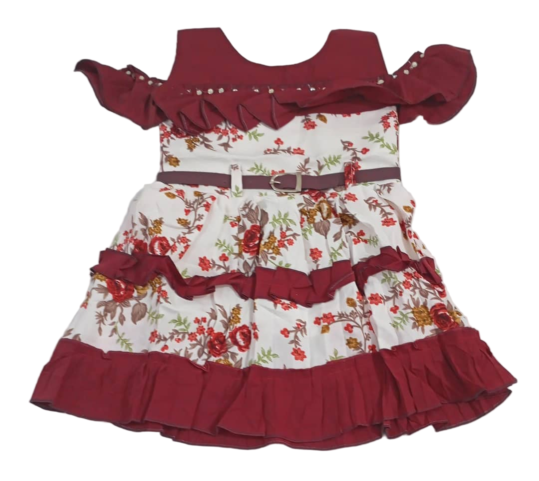 Decent Baby Dress (Gown), Red and White | VBK14b