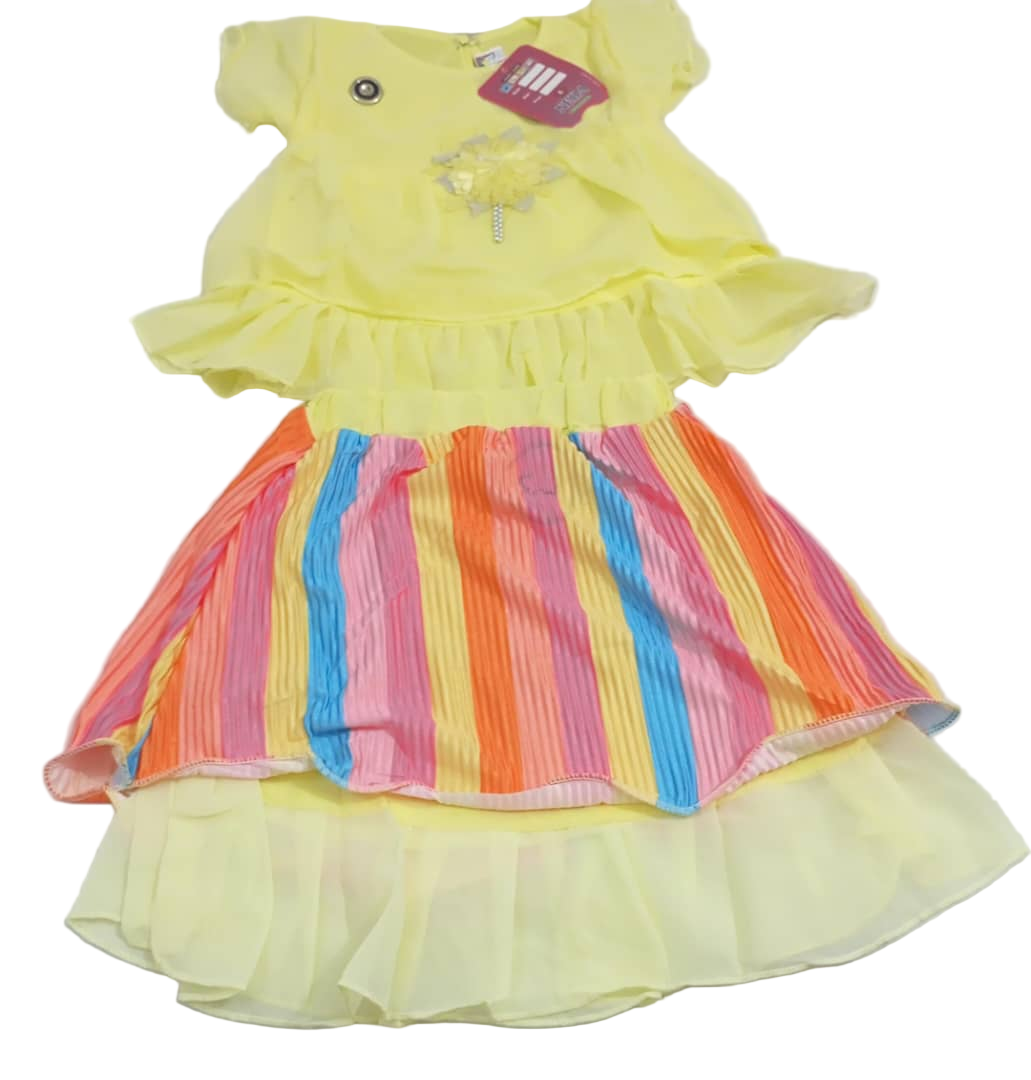 Beautiful Baby Skirt and Top, Yellow | VBK16c