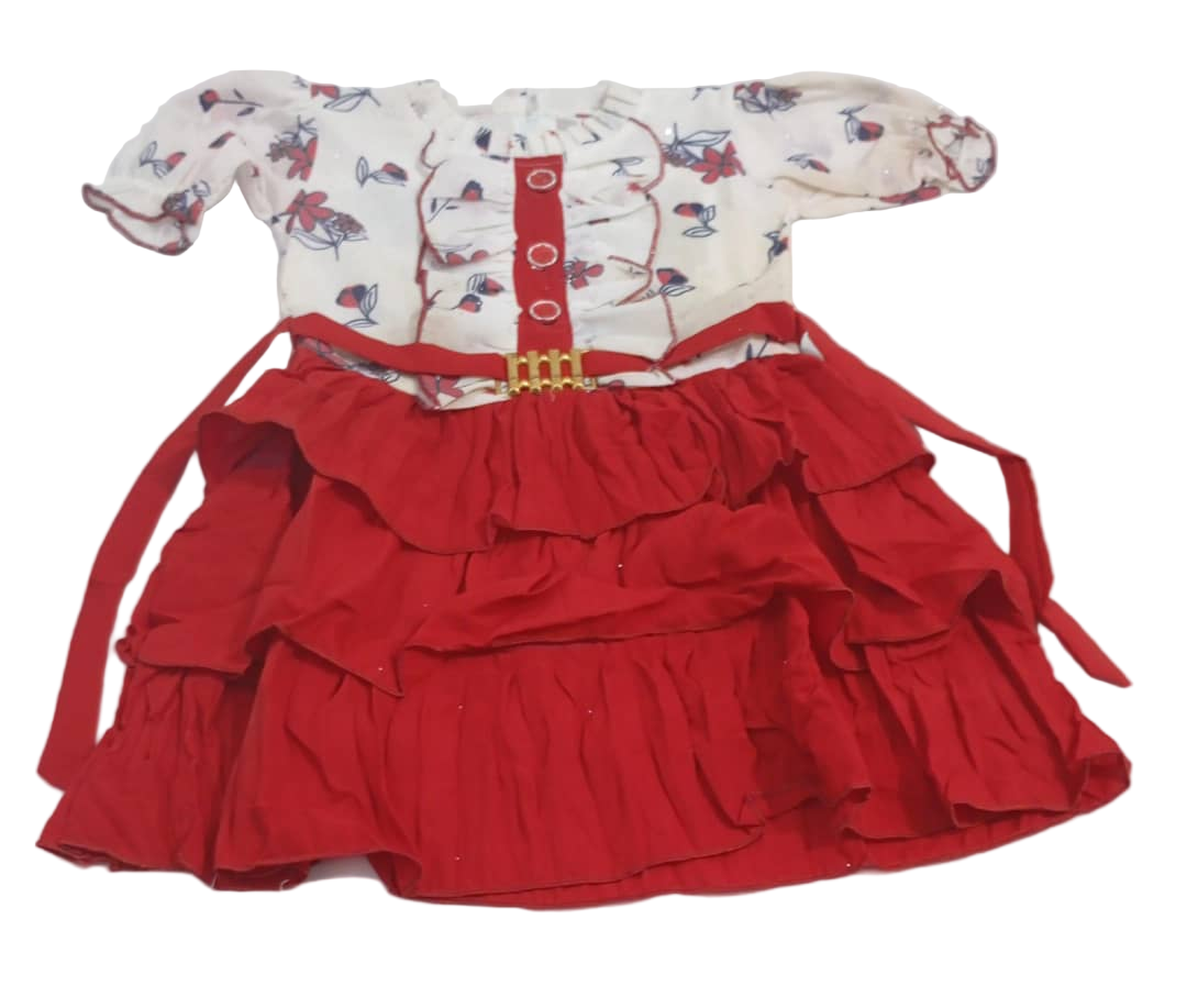 Elegant Children's Gown, White and Red | NBA3b