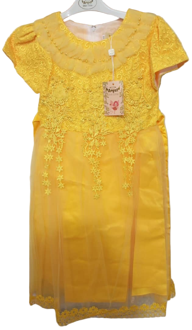 Beautiful Angel Girl Kids Designer Wear, Yellow | MJO7a
