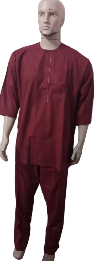 Luxury Matching Up and Down Senator Wear Set For Men, Ox Blood | KUA6a