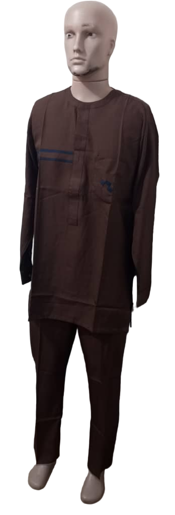 Quality Up and Down Long Sleeve Senator Wear For Men, Brown | KUA14a