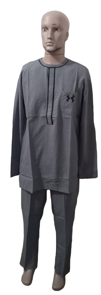 Affordable Up and Down Long Sleeve Senator Wear For Men, Ash | KUA15a