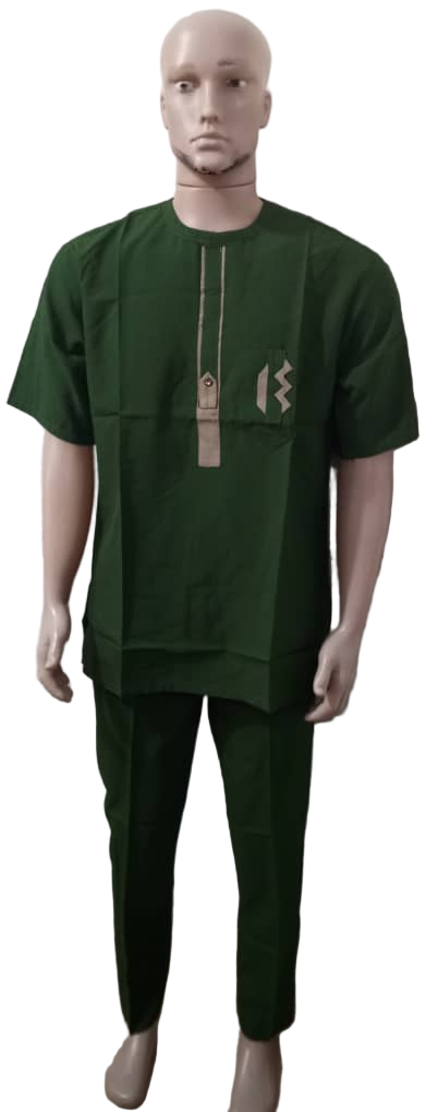 Classy Up and Down Short Sleeve Senator Suit For Men, Green | ENC56a