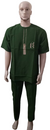 Classy Up and Down Short Sleeve Senator Suit For Men, Green | ENC56a