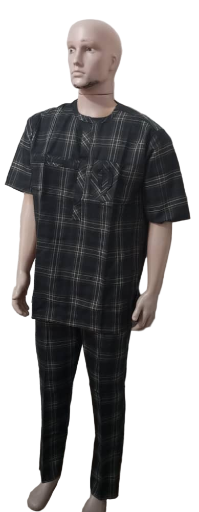 Fancy 2-pieces Short Sleeve Senator Suit For Men, Ash Design | ENC62a