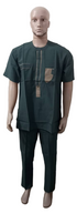 Elegant Up and Down Short Sleeve Senator Suit For Men, Green | ENC65a