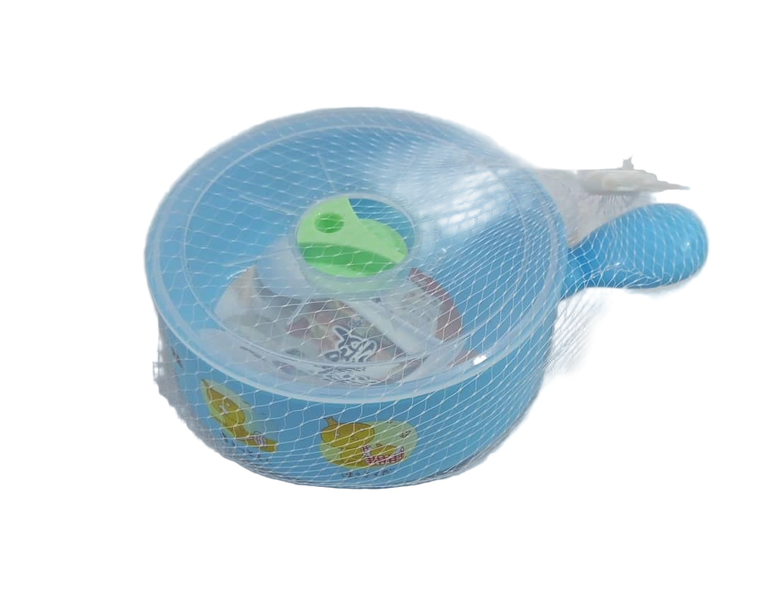 Baby Net Feeding Plate with Spoon, Blue | GOM33d