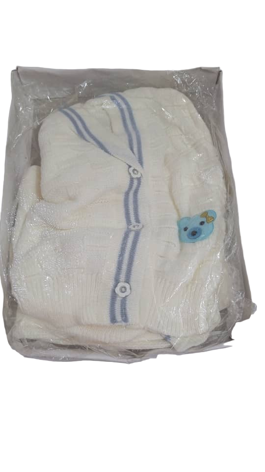 Baby Love Soft Sweater, White and Blue | GOM3b