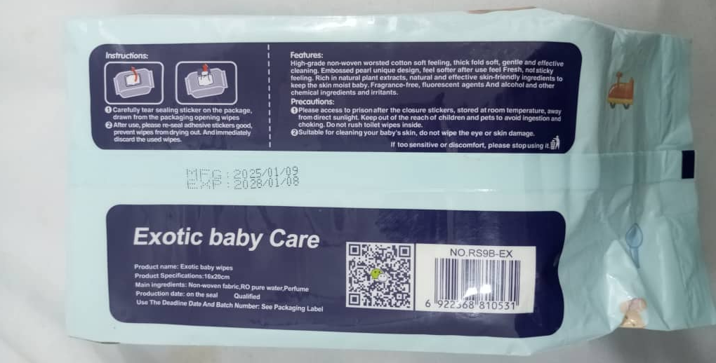 Exotic Face and Body Skincare Baby Wipes, 150 Sheets | GOM20a