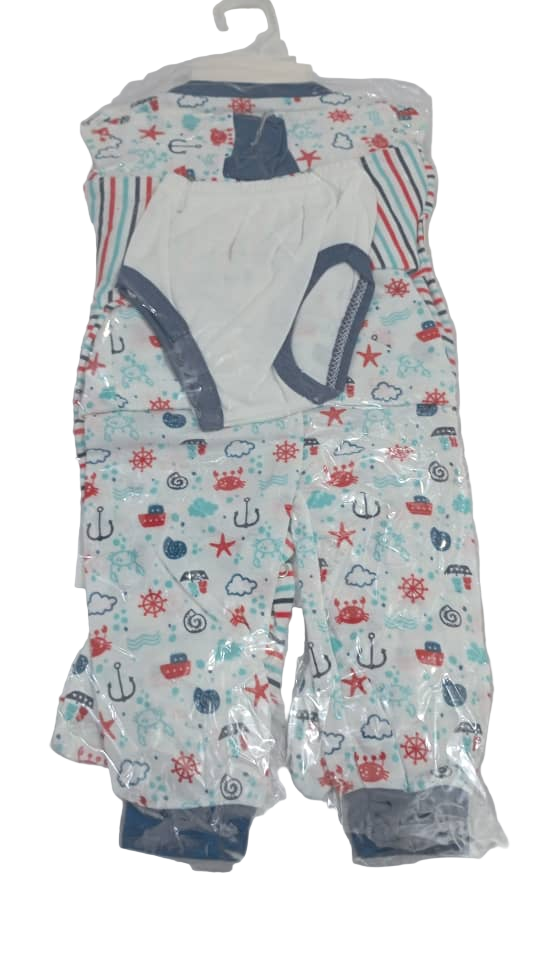 AI Boustani 8in1 set Baby Clothes, White and Blue| GOM13c