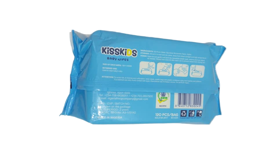 Kiss Kids Baby Wipes, 120 Sheets | GOM19a