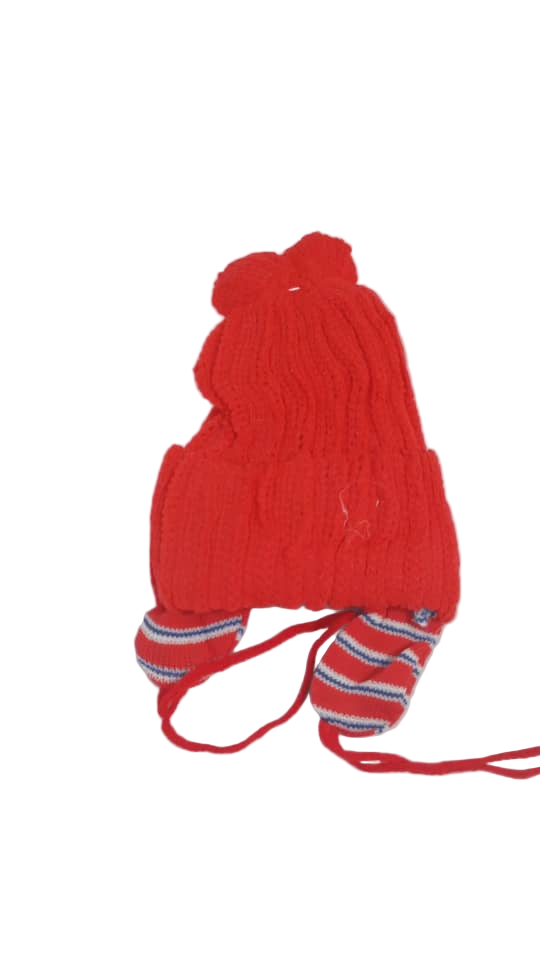 Teddy Bear Baby Cap, Red | GOM28a