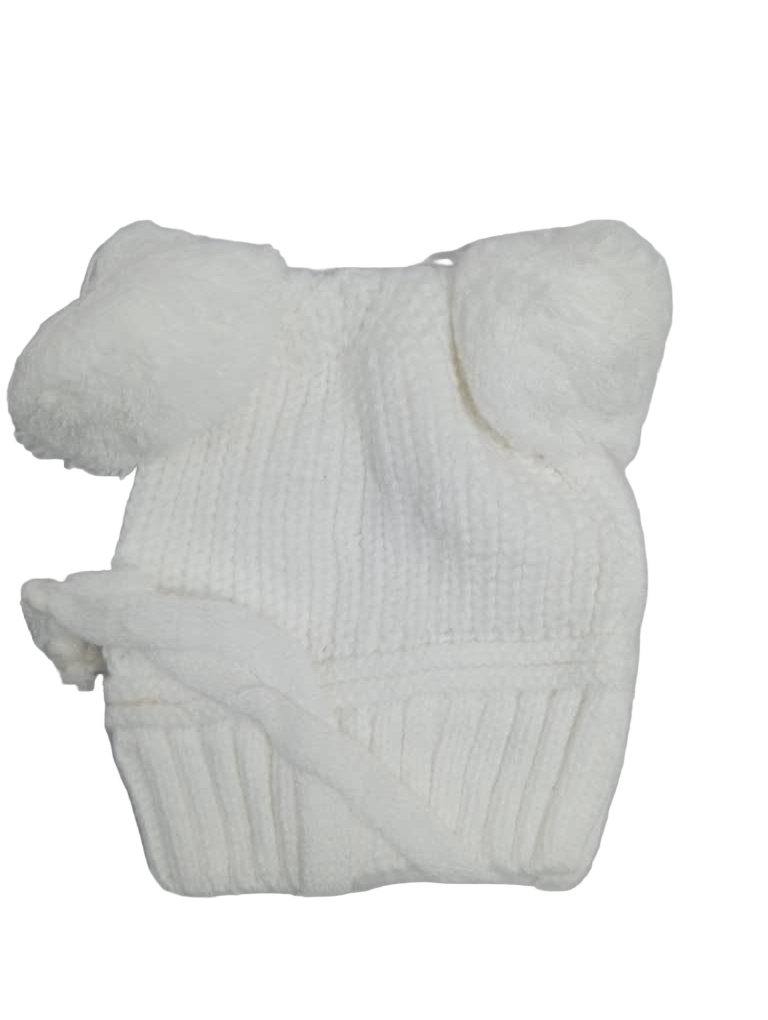 Fluffy Baby Cap, White  | GOM31b