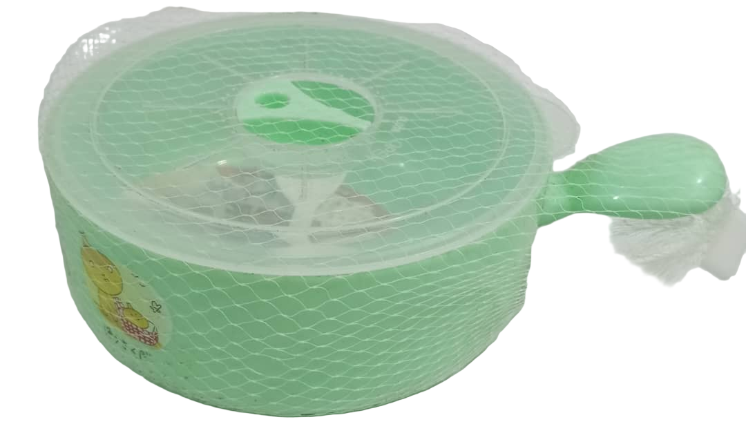 Baby Net Feeding Plate with Spoon, Green| GOM33b