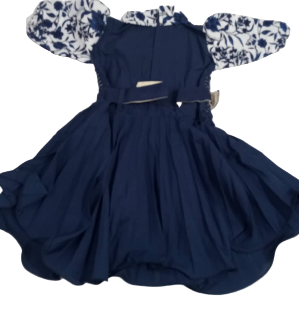 Beautiful Children's Gown with Belt, Blue| NBA2a
