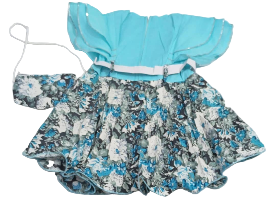 Elegant Minar Girls Dress, Blue | NBA7a