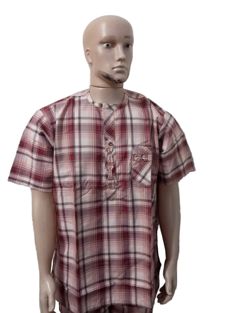 Classy Up and Down Short Sleeve Senator Wear For Men, Peach Stripe | ENC59a