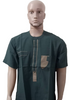 Elegant Up and Down Short Sleeve Senator Suit For Men, Green | ENC65a