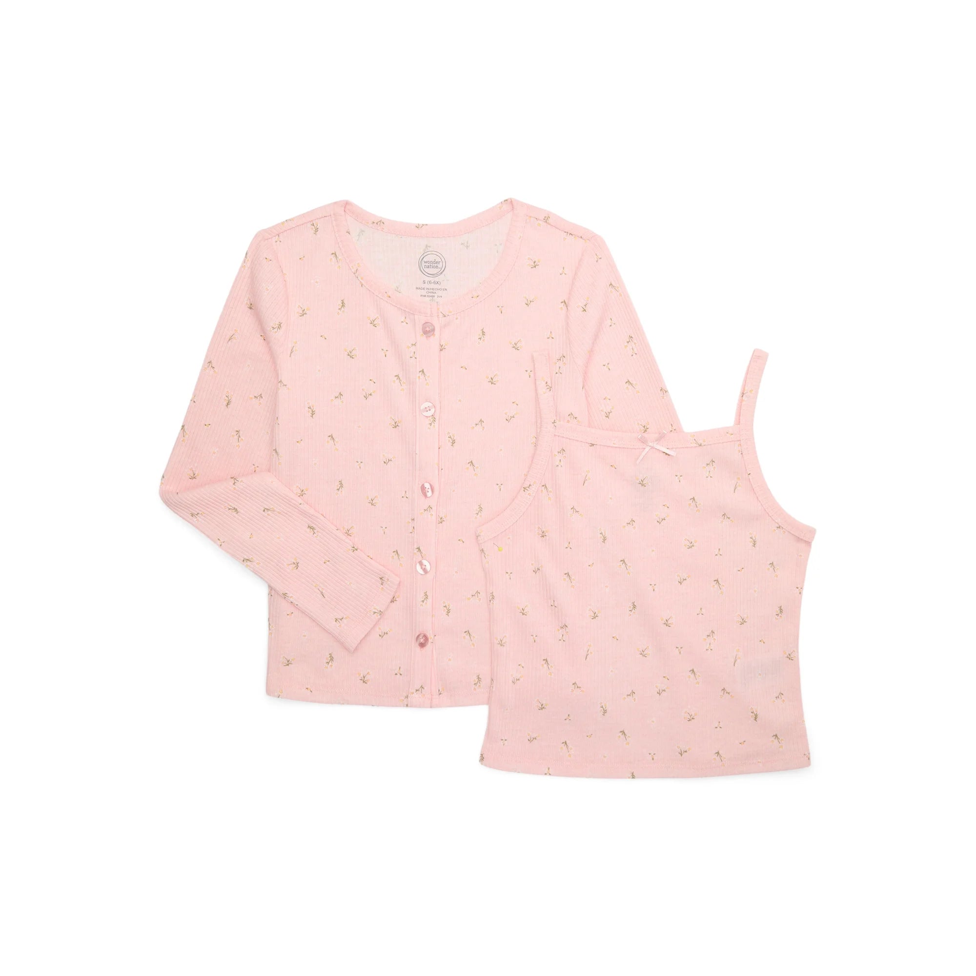 Wonder Nation Girls Knit Cardigan Sweater and Cami Top Set, 2-Piece, Sizes 4-18 & Plus |  WTWL943XA