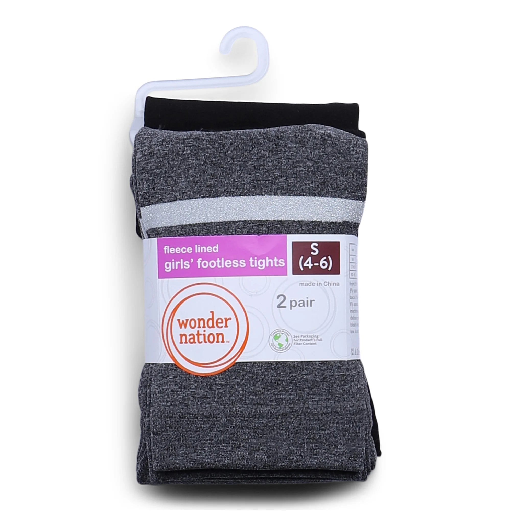 Wonder Nation Girls Fleece Footless Tights, 2-Pack, Sizes S-XL | WTWL450XA