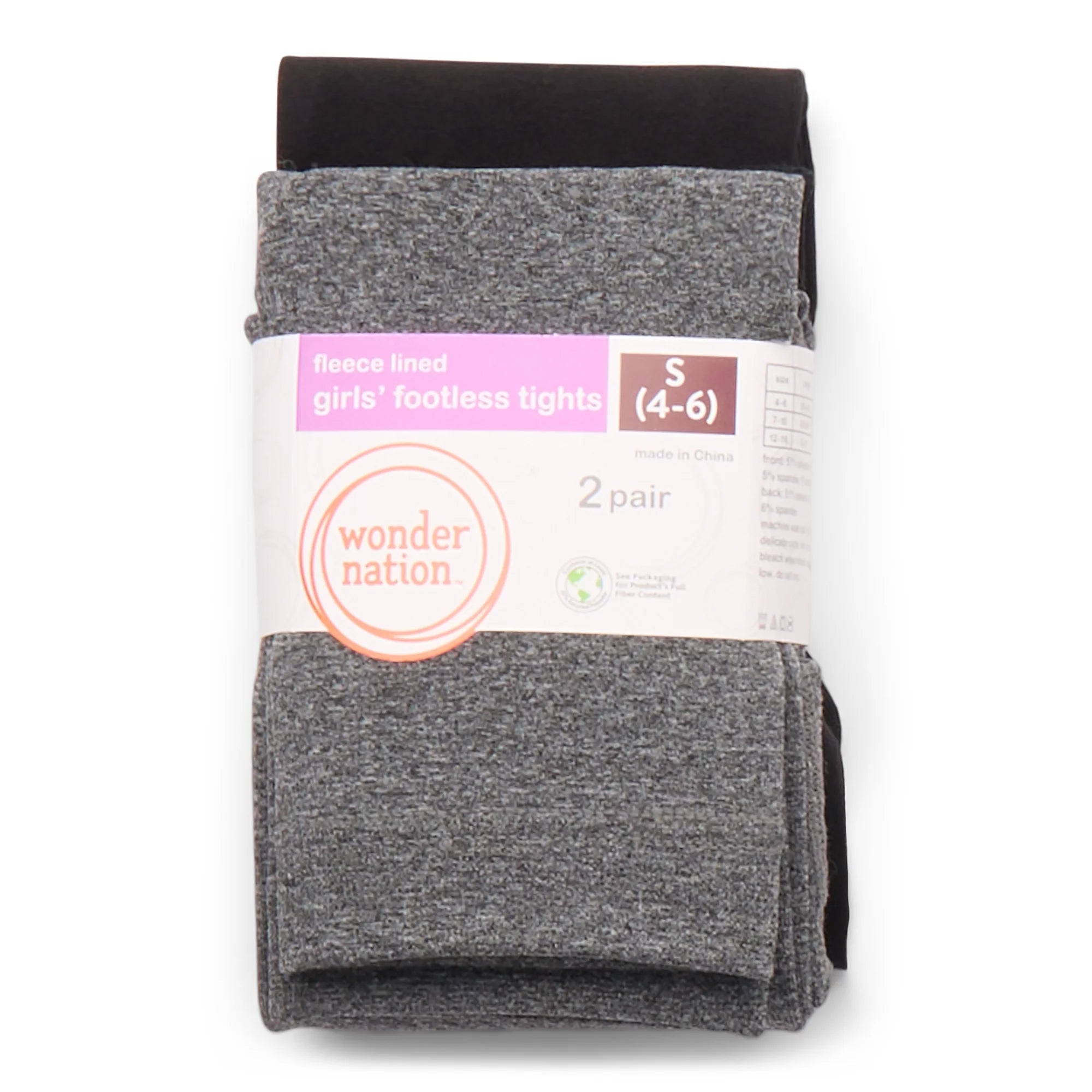 Wonder Nation Girls Fleece Footless Tights, 2-Pack, Sizes S-XL | WTWL450XA