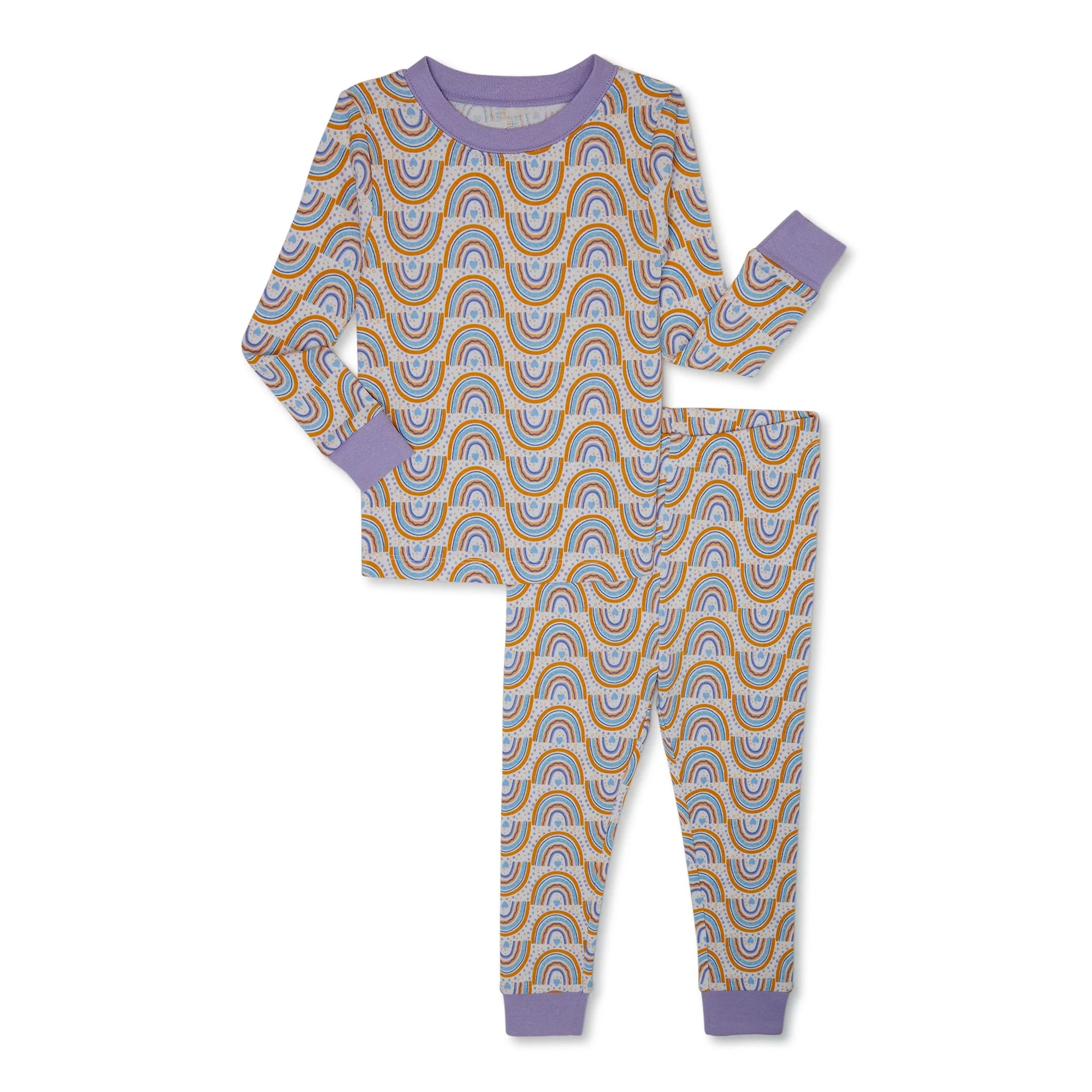Wonder Nation Toddler Cotton Long Sleeve Sleep Tee and Pants Pajama Set, 2-Piece, Sizes 12M-5T  | WTWL727XA