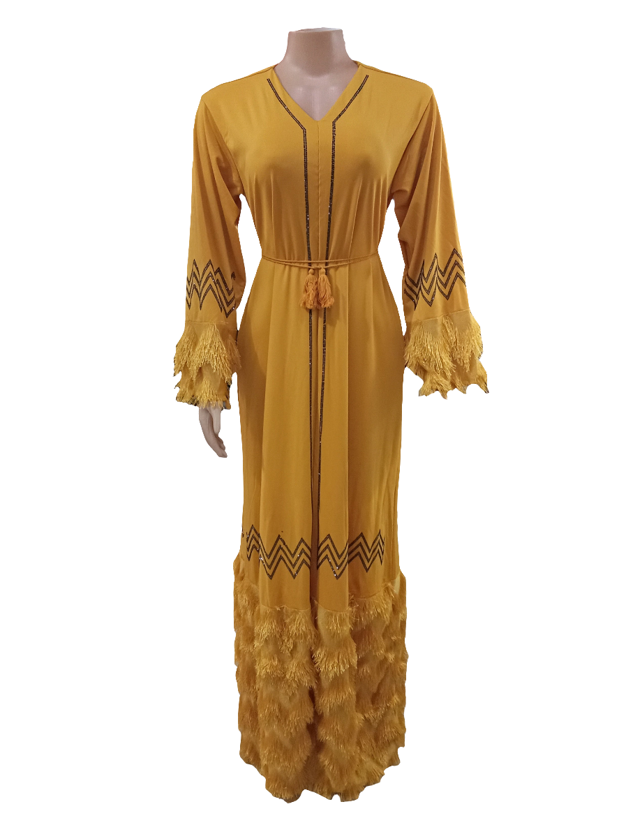 Superior Quality Long Gown (Dress) for Ladies 3XL, Gold | GBN4b