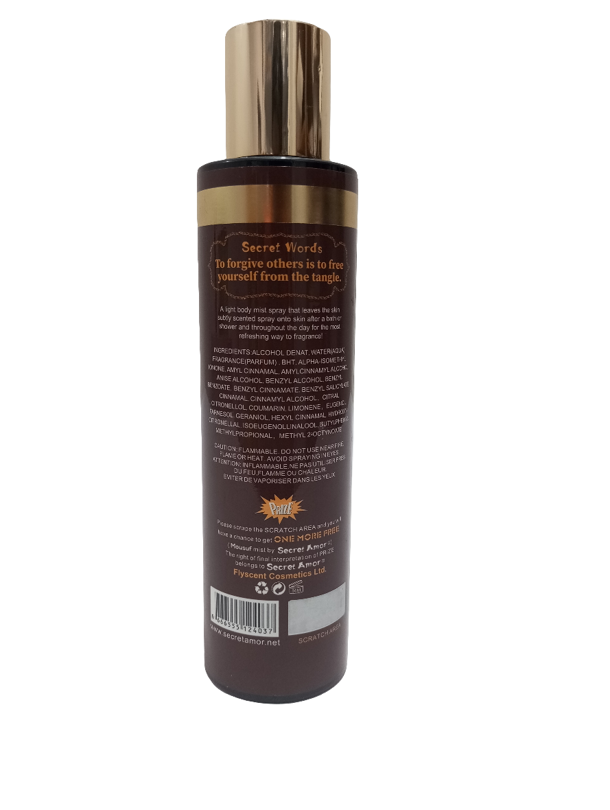 Secret Amor Mousuf Body Mist Spray 236ML, Brown | TNB26a