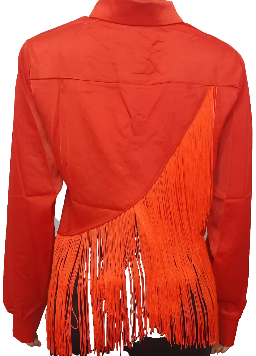 Beautiful Fringe Back Top (Shirt, Blouse) For Ladies 2XL, Orange  |  MNE1a