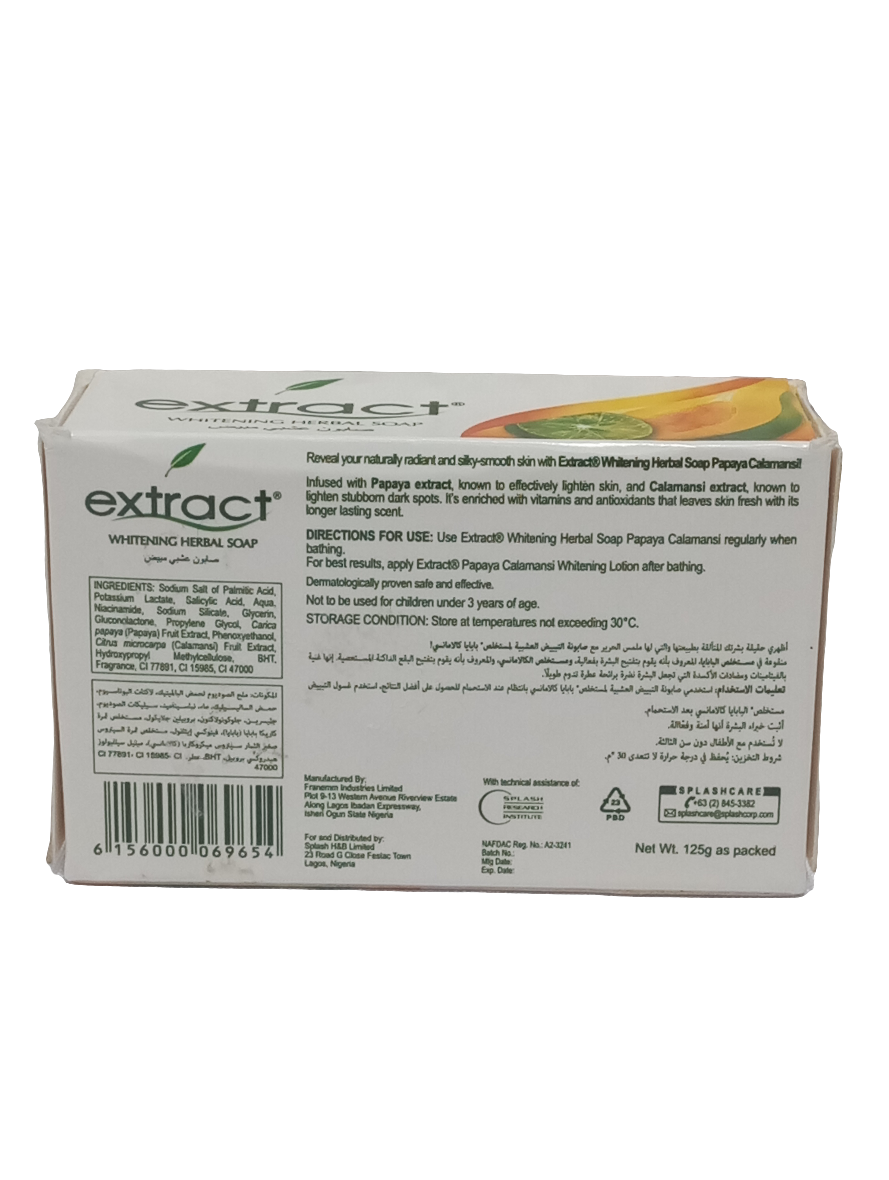 Extract Whitening Herbal Ppaya Soap 125g, White | LME1a