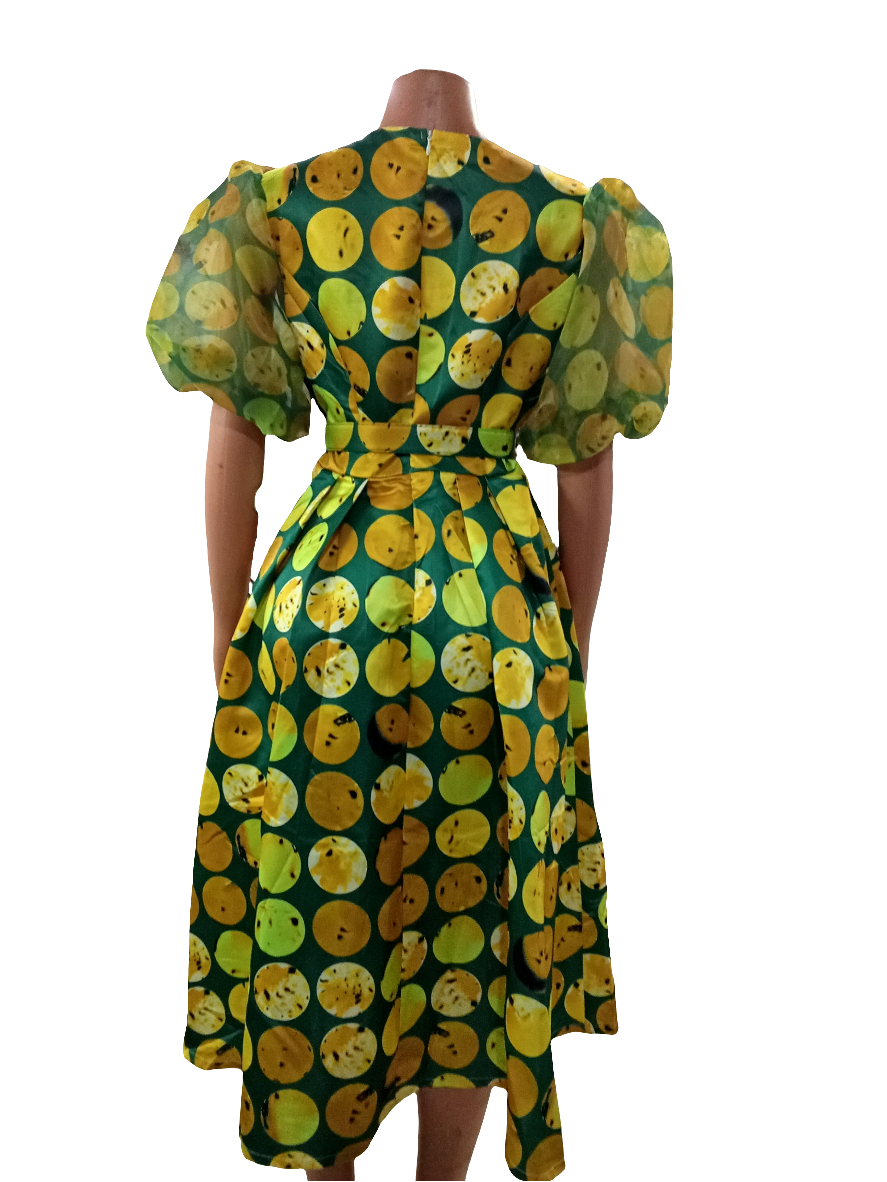 Beautiful Fashion Ladies Gown (Dress) for Ladies XL, Yellow & Green Mix Colour | GBN1a