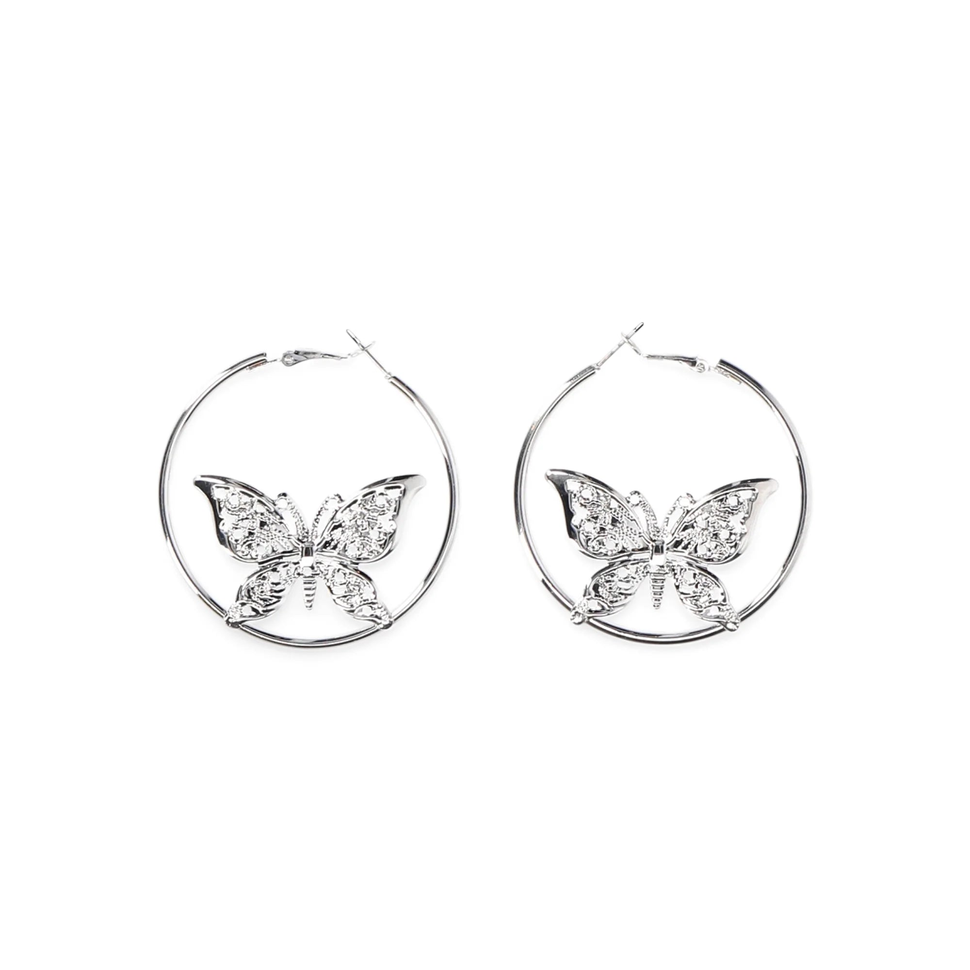 No Boundaries Butterfly Hoop Earrings | WTWL293XA