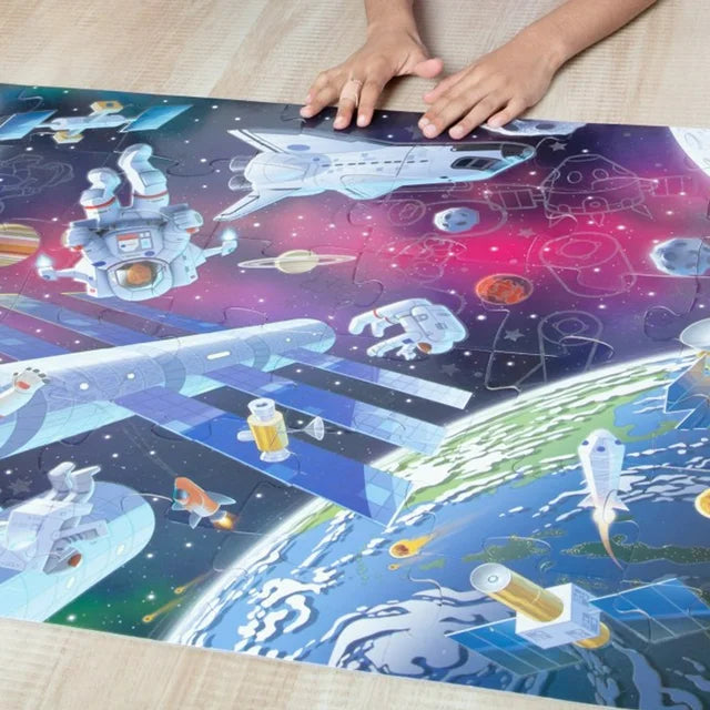 Melissa & Doug Outer Space Glow-in-the-Dark Cardboard Jigsaw Floor Puzzle – 48 Pieces, for Boys and Girls 3+ - FSC Certified | WTWL739XA