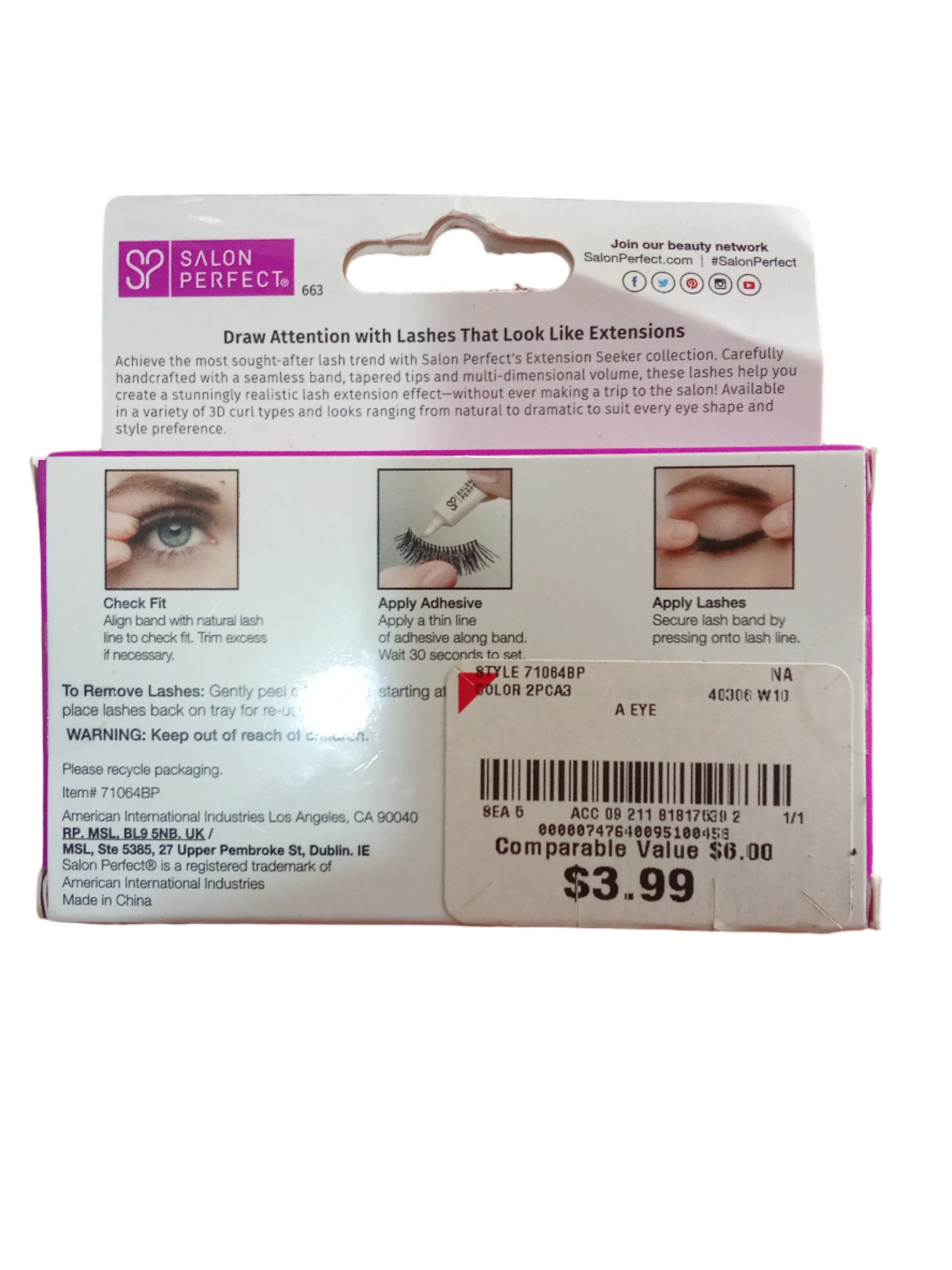 Salon Perfect Extension Seeker Eye Lashes (2 Pairs) | BLTN58